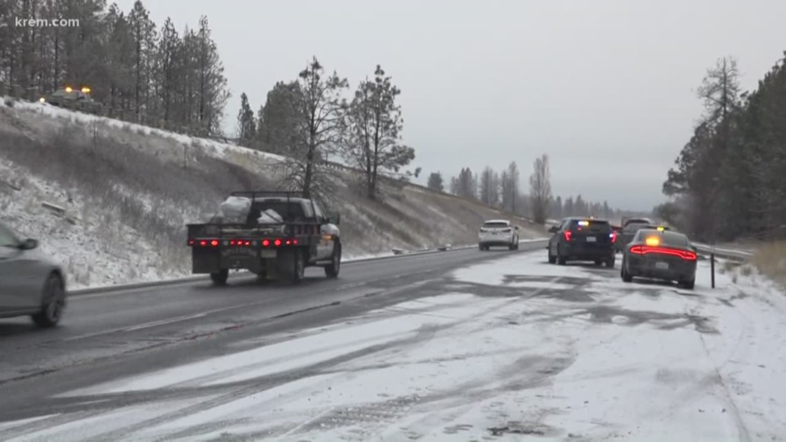 Washington State Patrol troopers say slick roads due to light snowfall and ice could have contributed to the crashes.