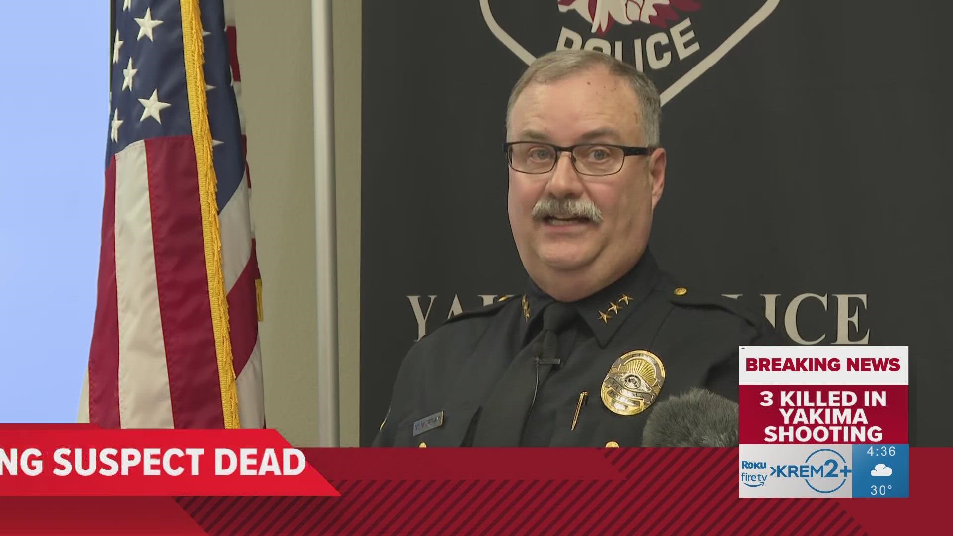The chief also mentioned that a handgun and what he described as a large amount of ammunition were recovered near the deceased suspect.