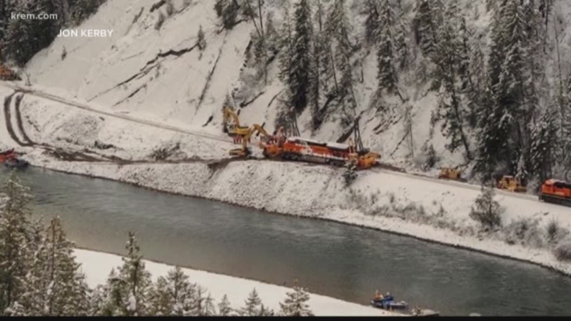 The BNSF train derailed and fell into the river after a rockslide on New Year's Day, causing oil to spill into the Kootenai River.