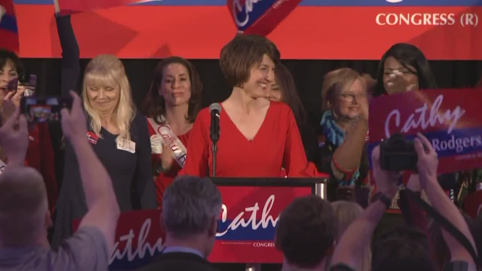 Cathy McMorris Rodgers speaks after winning re-election in WA 5th Congressional Districto