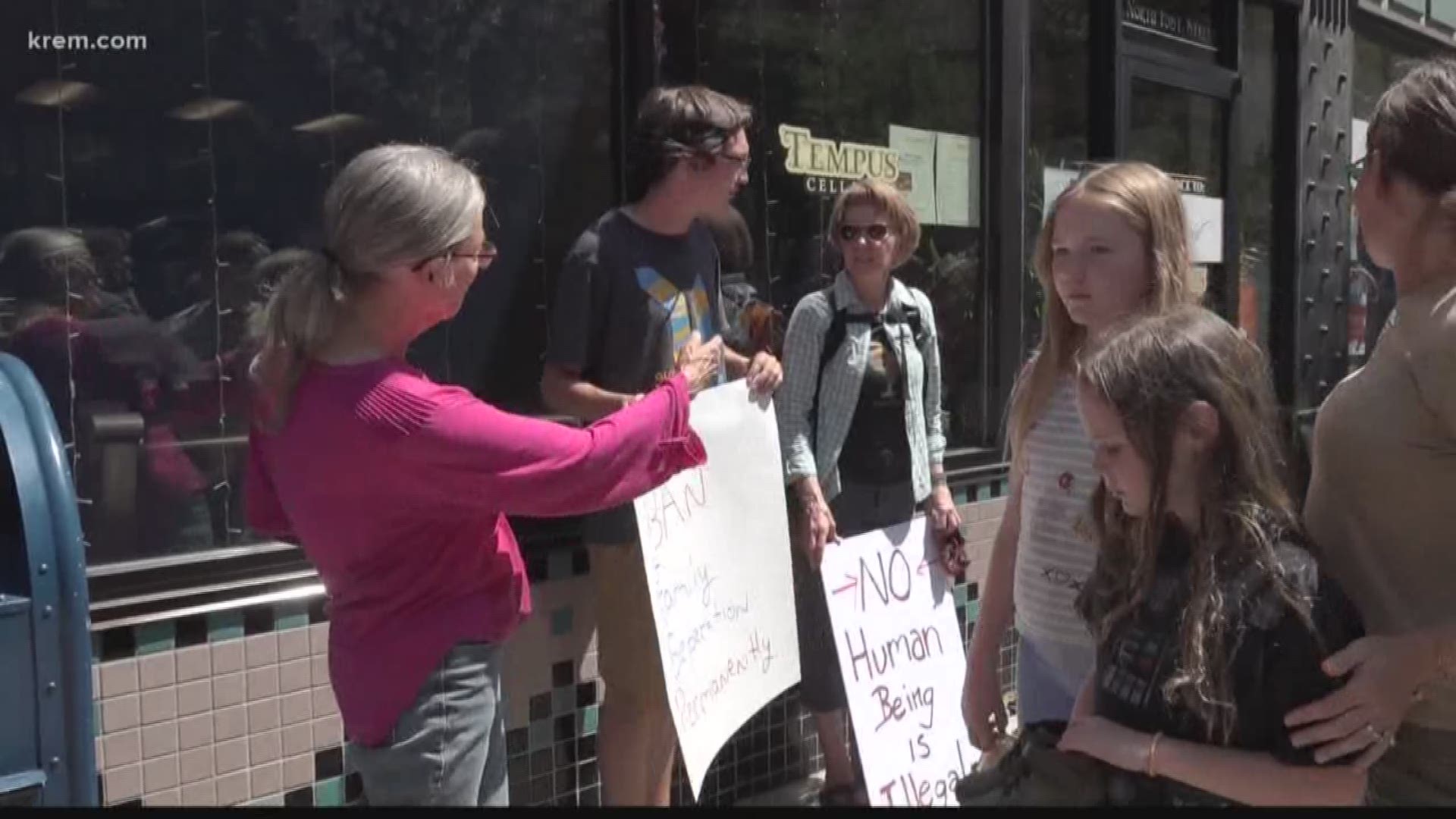 Demonstrators leave shoes at Cathy McMorris Rodgers' office to protest immigration policy