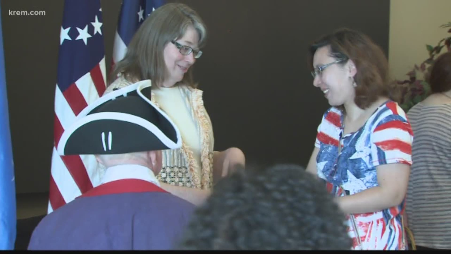 More than 100 people became Eastern Washington's newest citizens Wednesday.