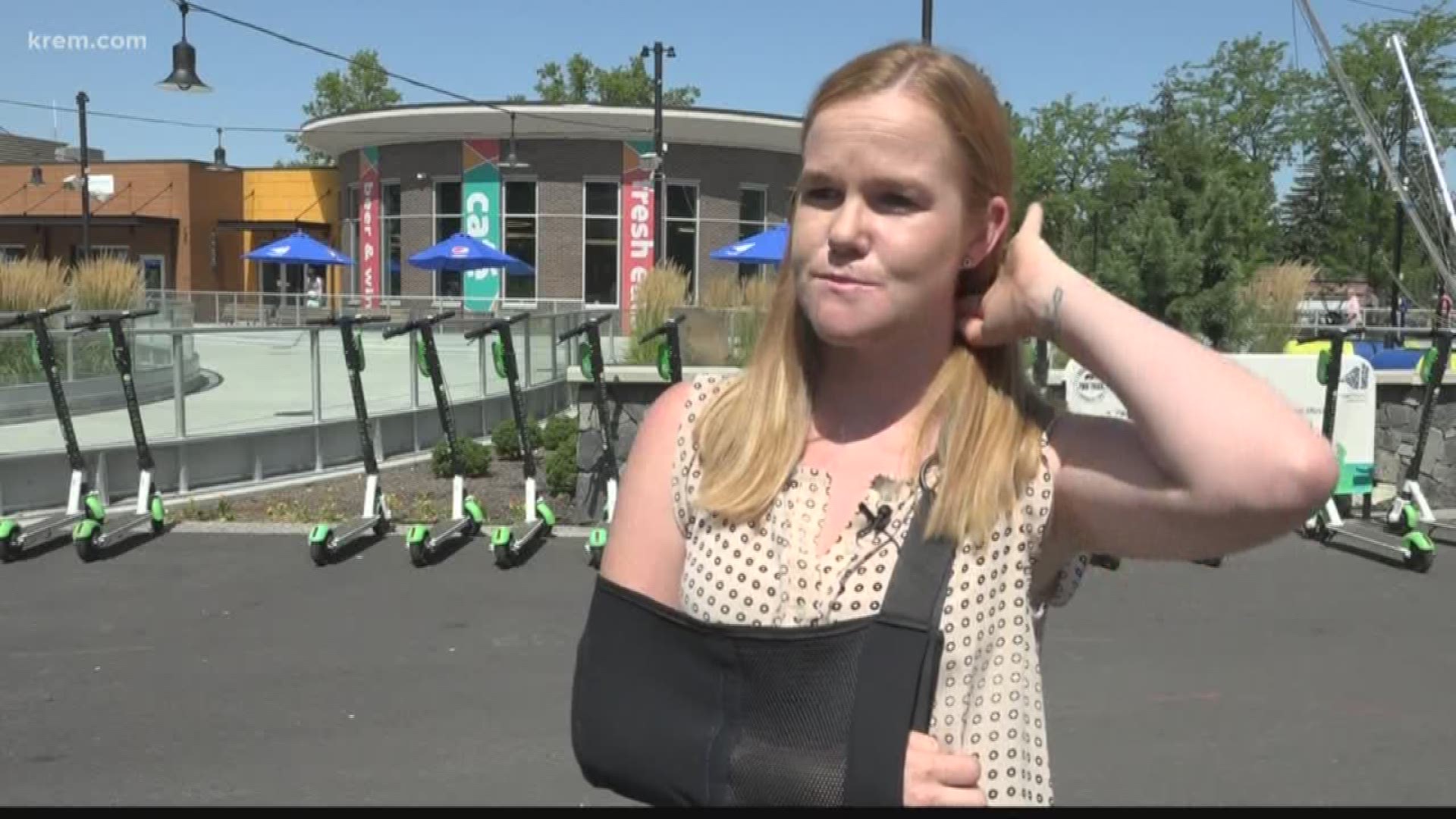KREM's Amanda Roley spoke with a Spokane woman who claims a Lime scooter malfunction led to a crash in which she suffered a broken jaw and arm.