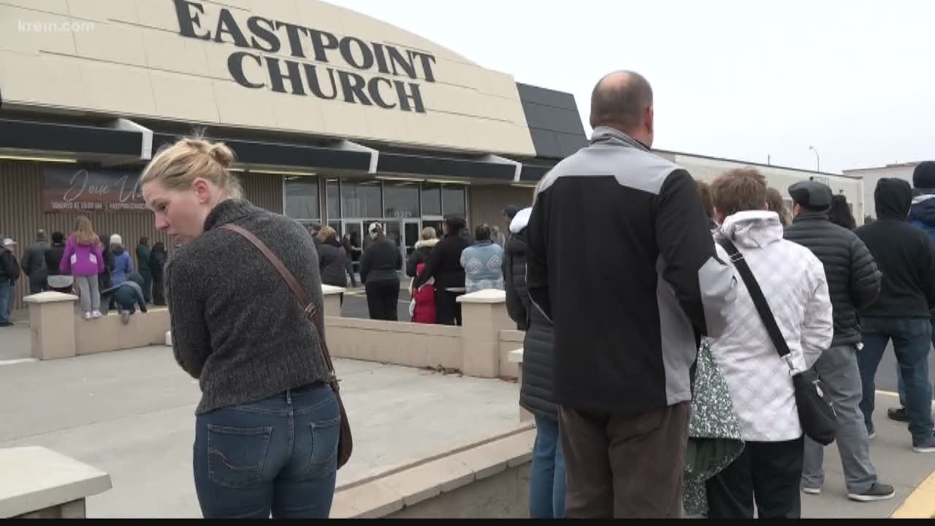 Students can go back to school to get their belongings tomorrow morning from 8 to 10. Many had to wait down the street at eastpoint church Friday morning.