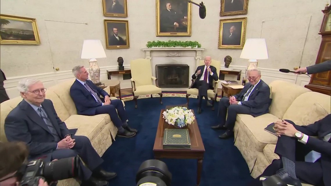 Biden meets with congressional leaders to negotiate raising debt ceiling