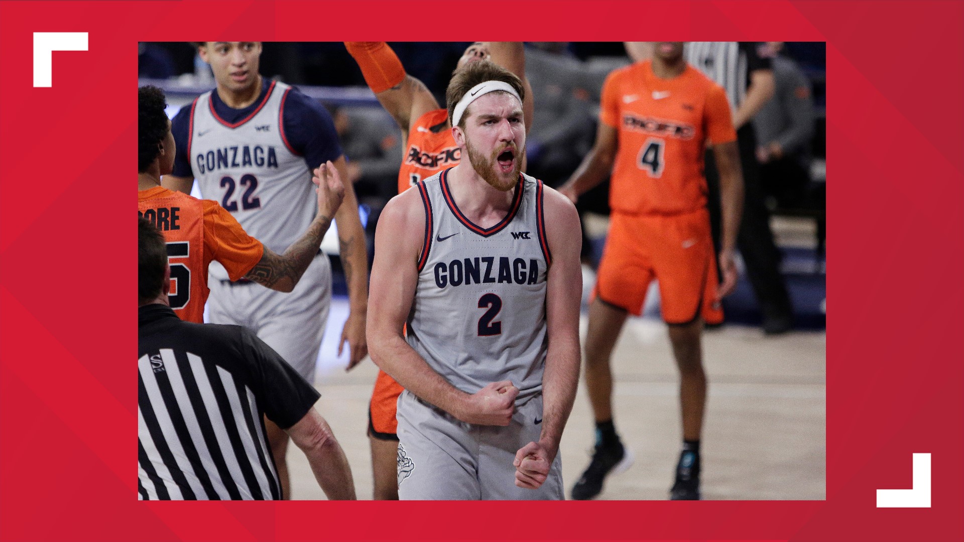 Corey Kispert had 16 points and Joel Ayayi scored 12 for Gonzaga, which won its 47th consecutive home game — the longest streak in the nation.