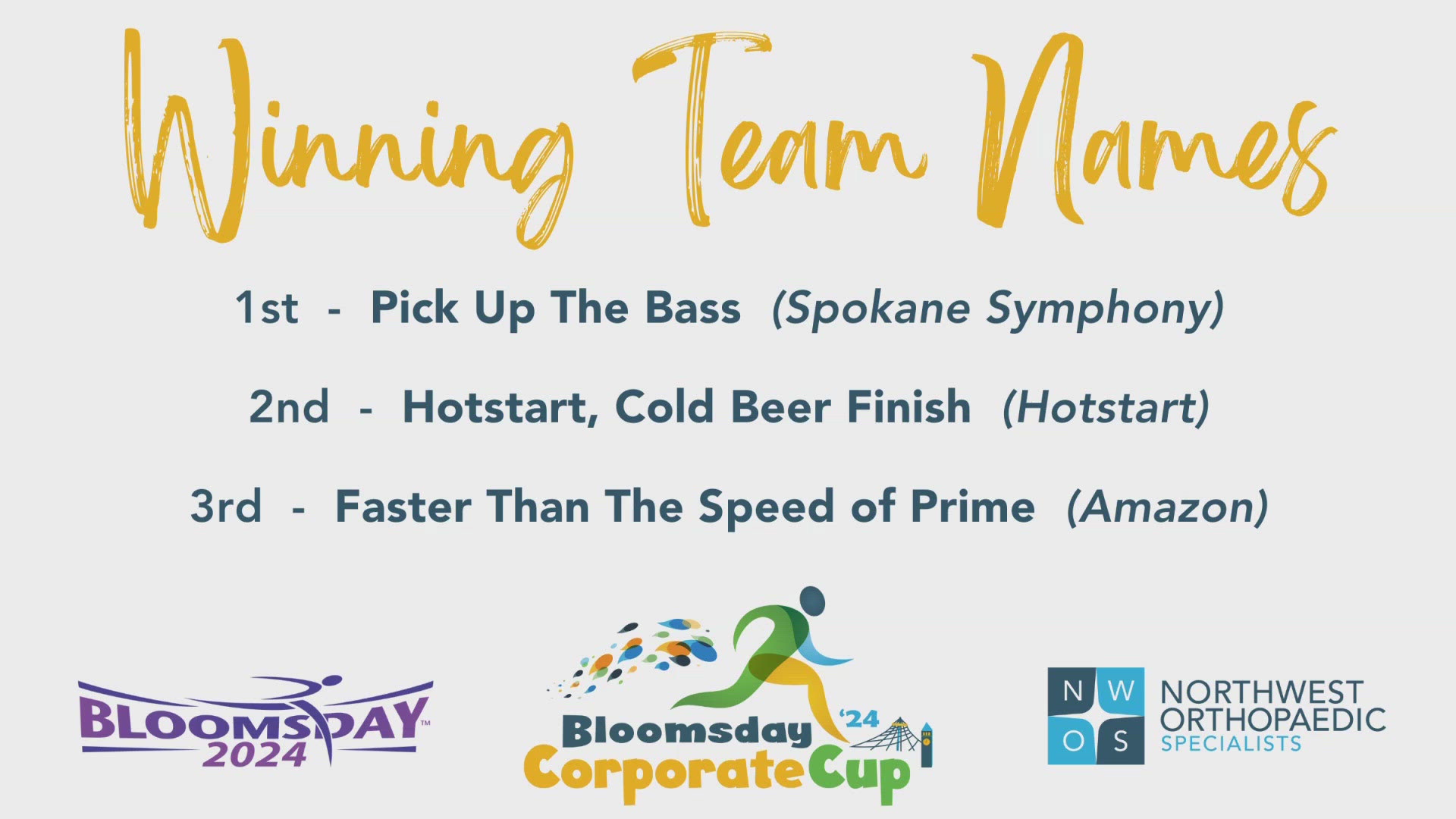 Crystal Yurik from the Bloomsday Board and Dr. Khalid Shirzad announced this years Corporate Cup name winners.