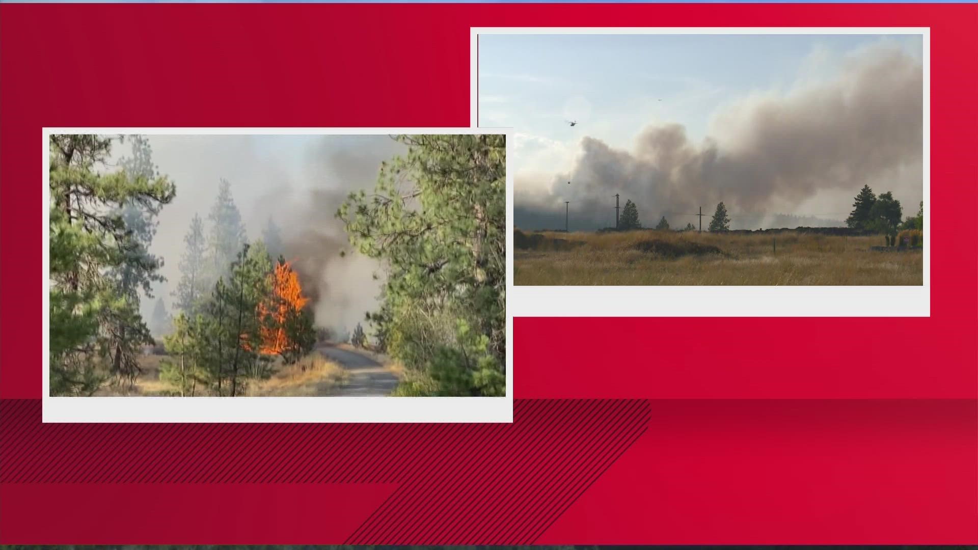 The fire is reportedly burning near Palisades Park in North Spokane. As of 5:05 p.m. on Friday, the fire is five acres.