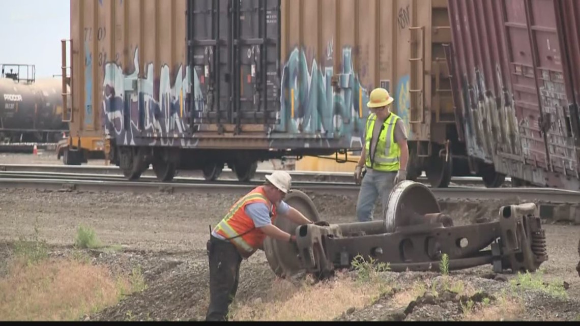 Union Pacific train derailed outside of Spokane Yard