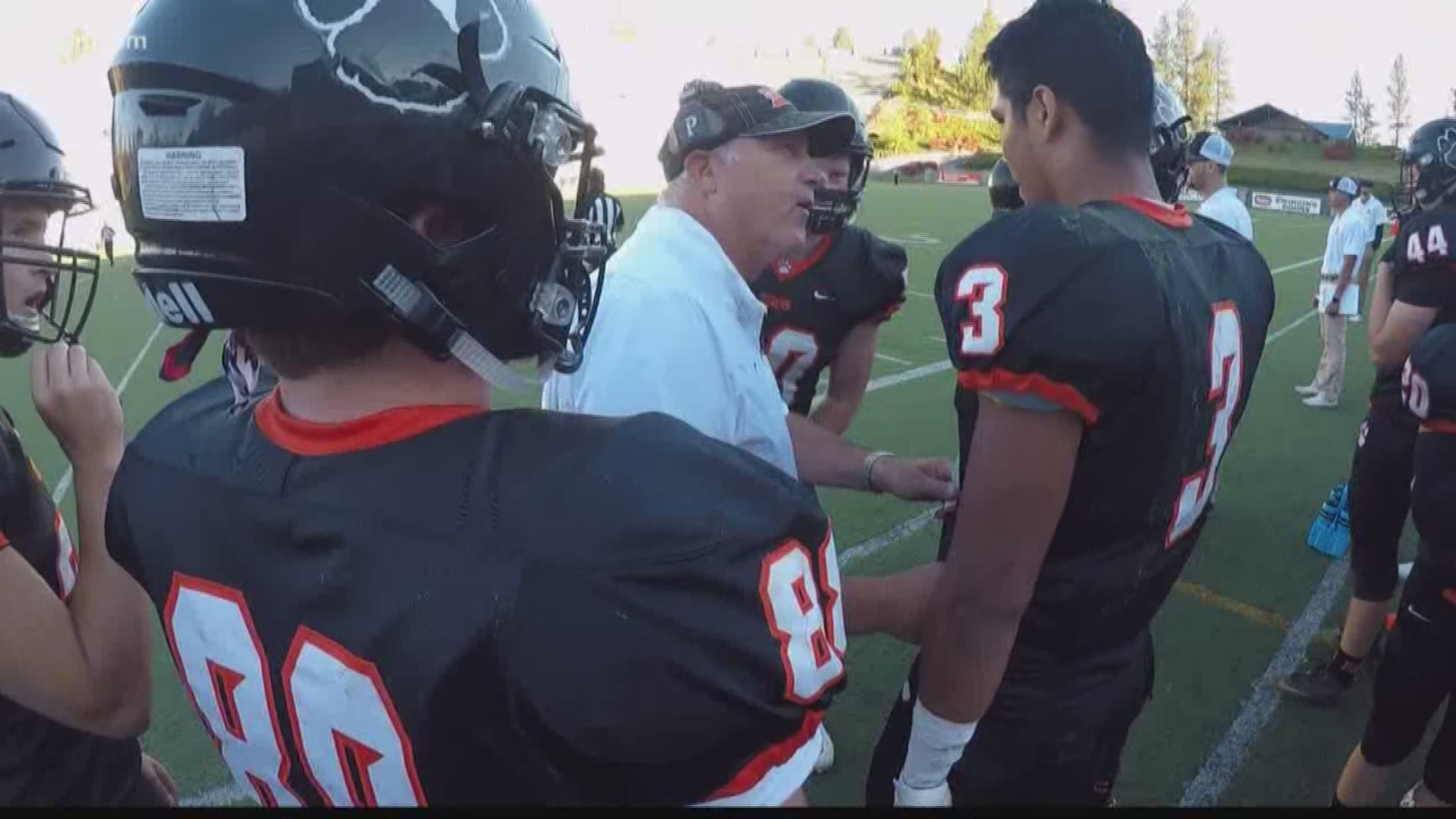 Hear what coach Dave Hughes has to say on the sidelines during Lewis & Clark's 42-10 win over Rogers.