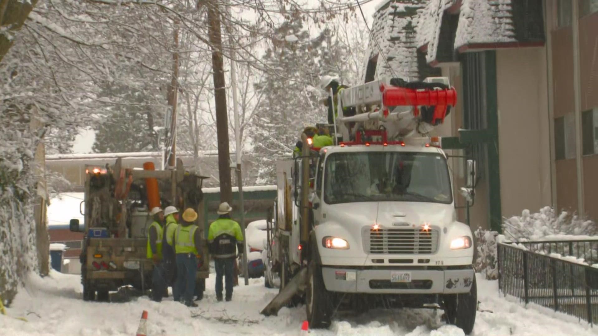 Avista is working to repair a powerline that came down on Maple Street on Tuesday morning.