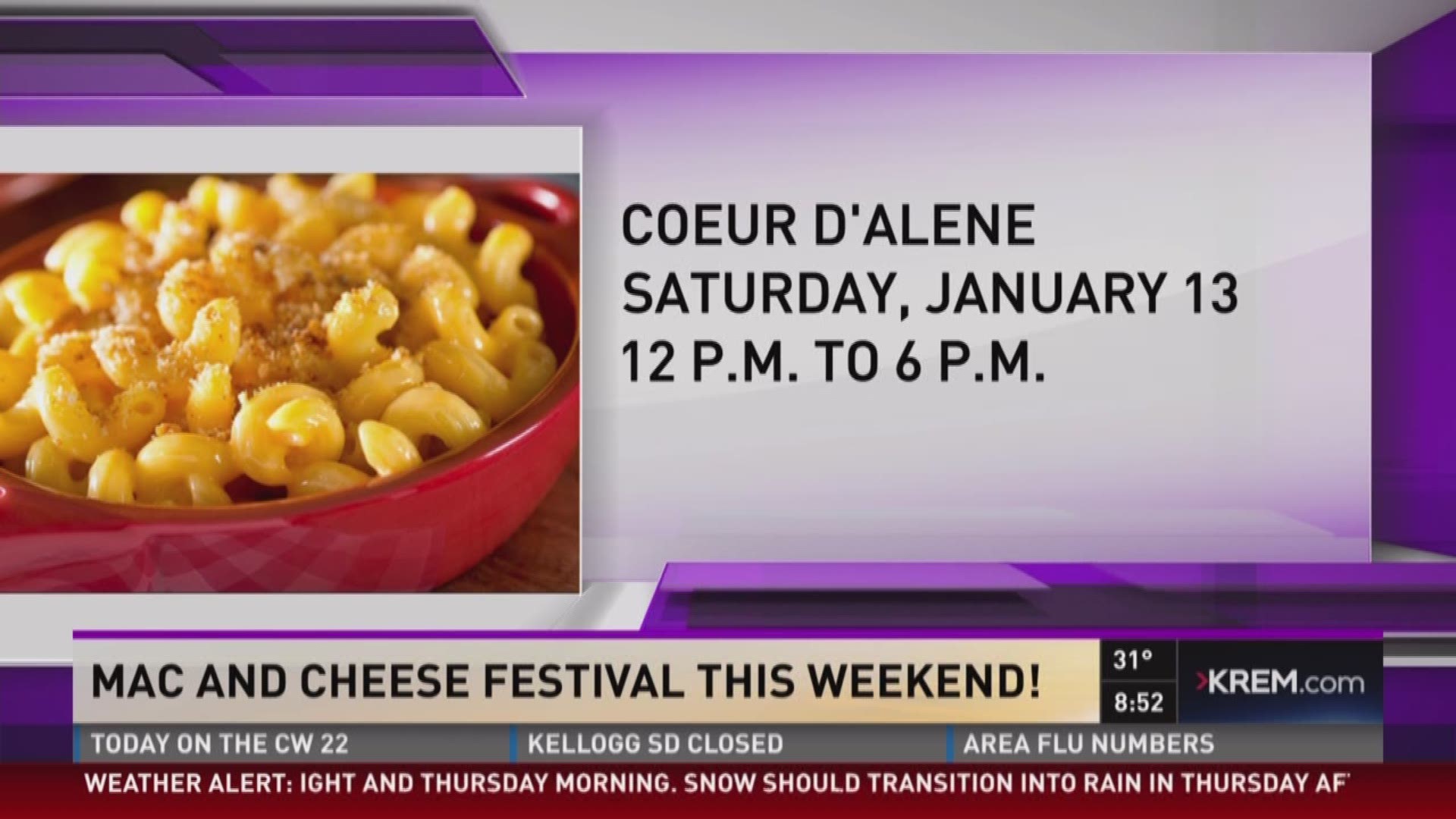 Coeur d'Alene Downtown Association joins the KREM 2 Morning show to talk about the Mac and Cheese Festival