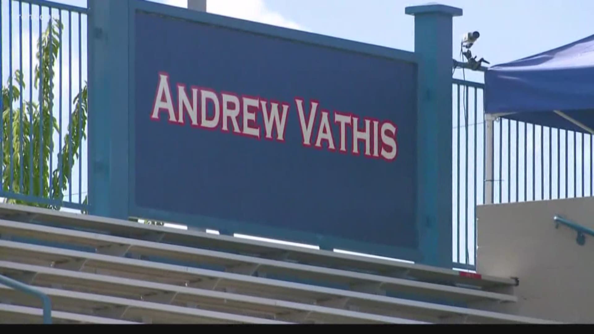 Vathis' family threw out the first pitch at the Indians home opener on Friday.