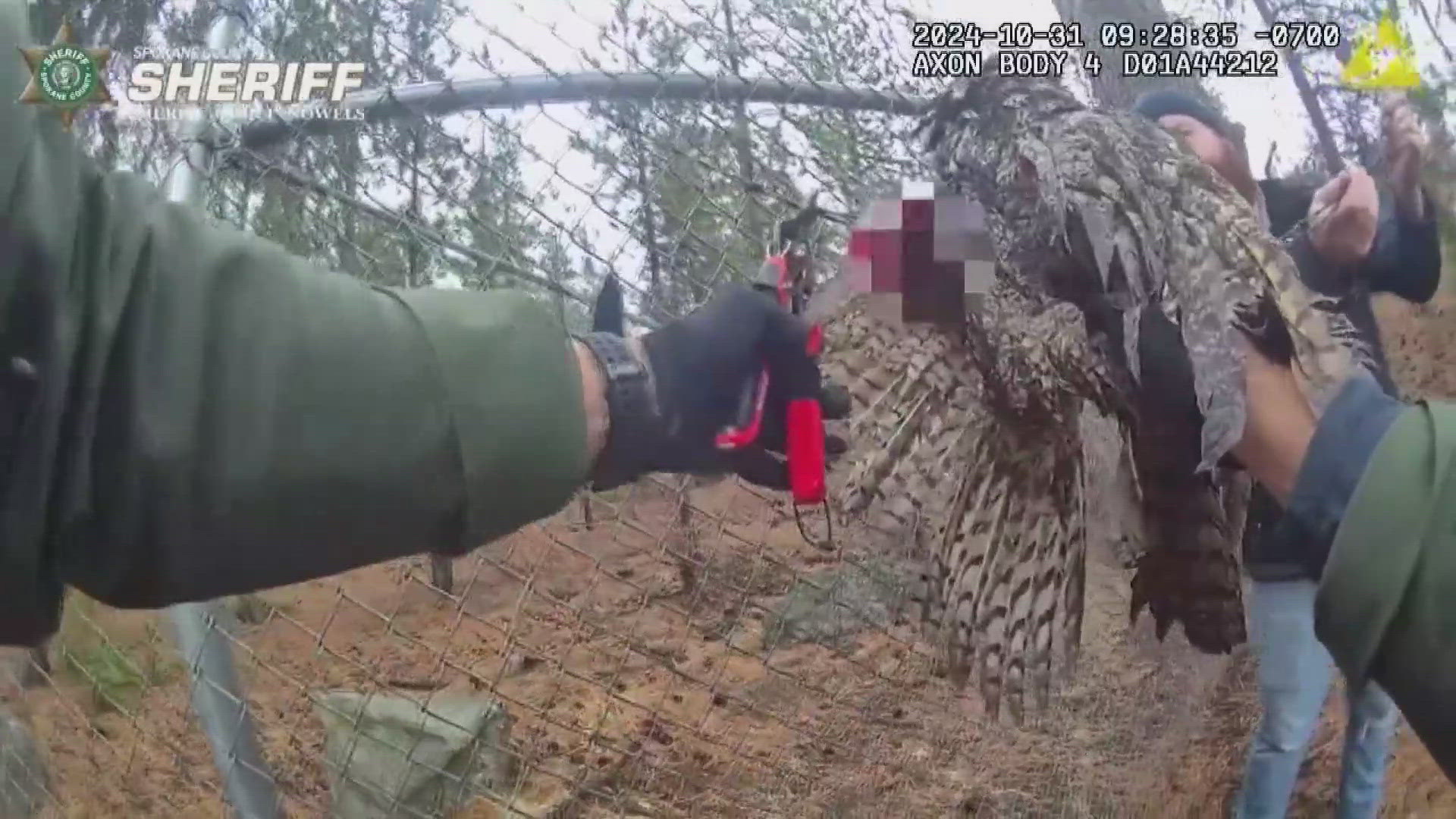 ​The sheriff's office said the deputy and community members worked to stabilize and calm the owl, untangling its wing and freeing it from the wire.