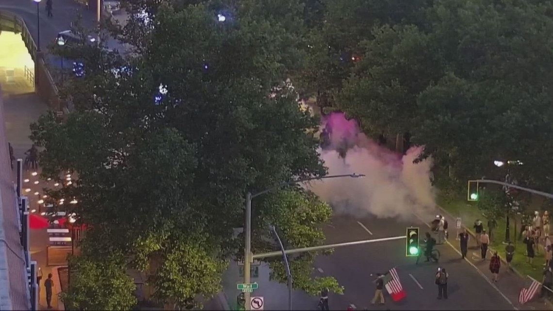 Spokane Police and protesters briefly clash in downtown Spokane