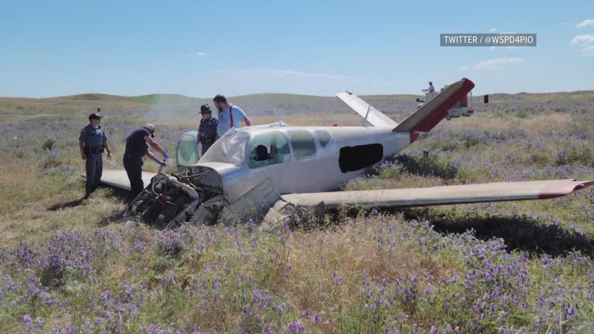 Troopers are at the scene in La Crosse, west of Colfax, where one occupant on board the plane was seriously injured.