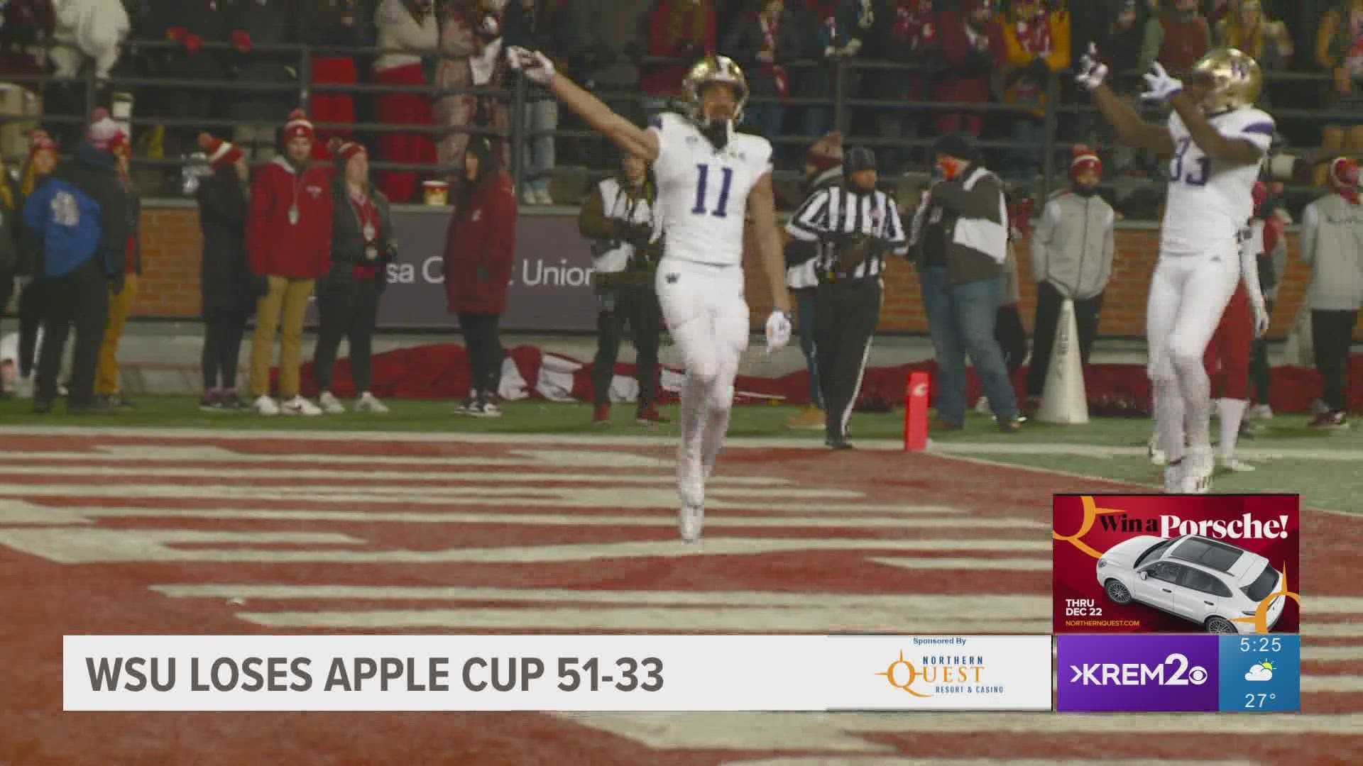 Washington State failed to defend its 2021 Apple Cup victory losing 51-33 at Martin Stadium.