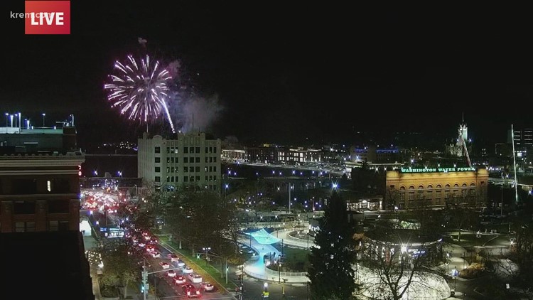 Fireworks over Downtown Spokane to close out the Lilac City Holiday Parade