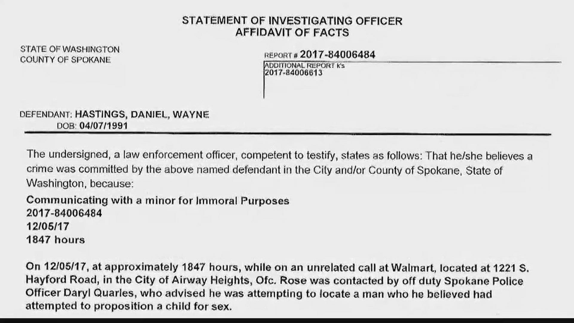 Spokane County Sheriff's Deputies have a warning for parents after a 10-year-old girl says a man approached her in the toy aisle at Walmart.  The girl ran to a family member, but in light of what happened officials say parents should talk to their childre