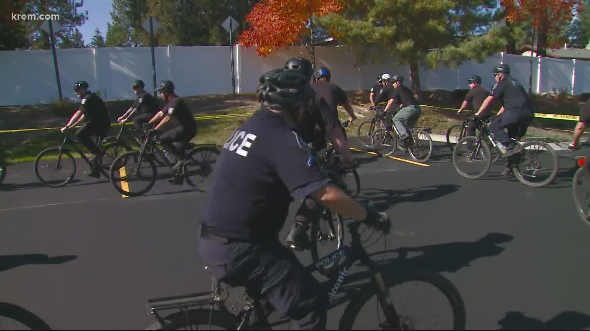 About 30 Spokane police officers completed a three day bike patrol training session on Wednesday, Oct. 7