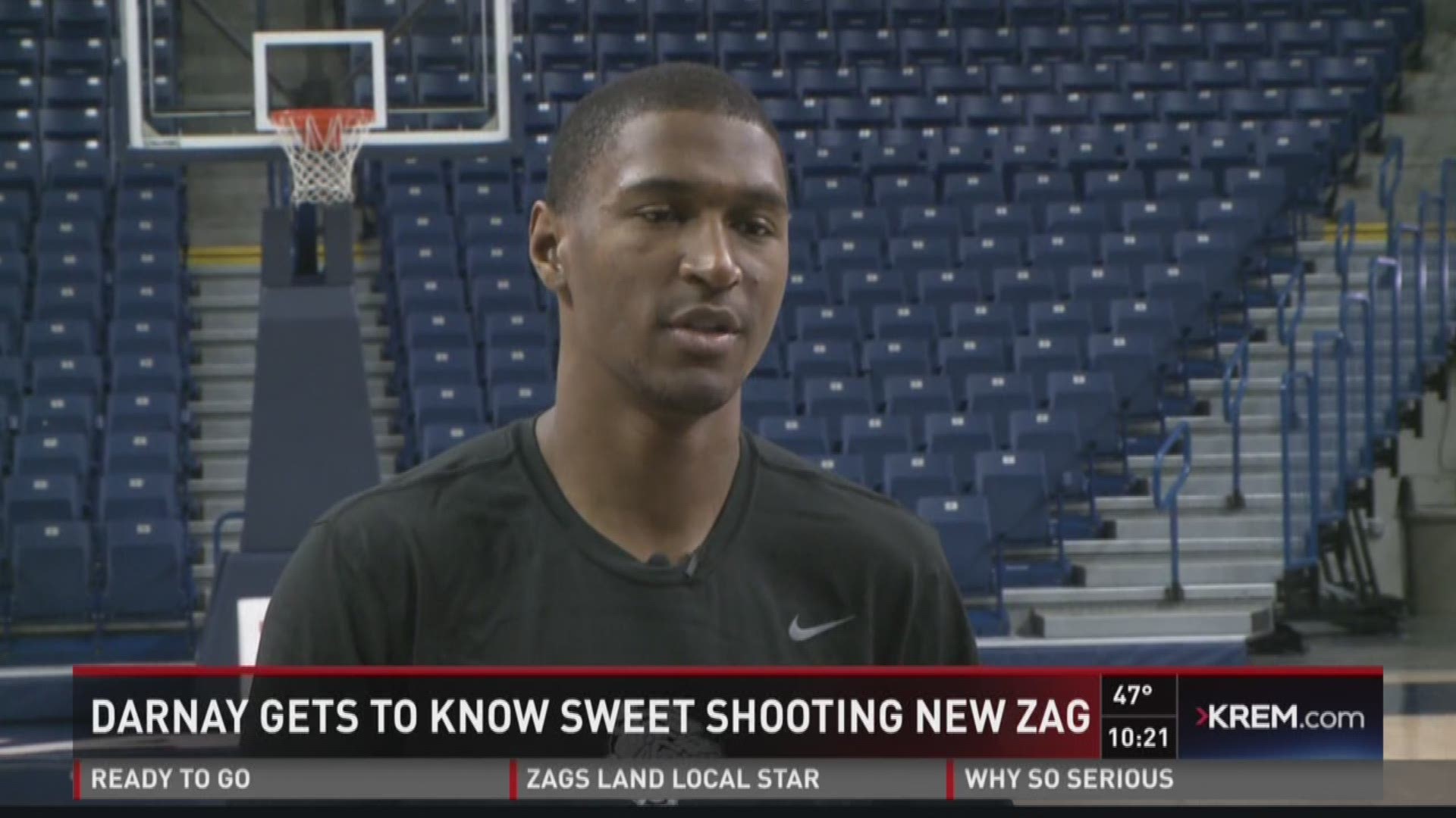 KREM 2 Sports Director Darnay Tripp got to know Cal transfer Jordan Mathews before his first game with the Zags. The two also played a GU spin on a game of HORSE, and it didn't go well for Darnay.