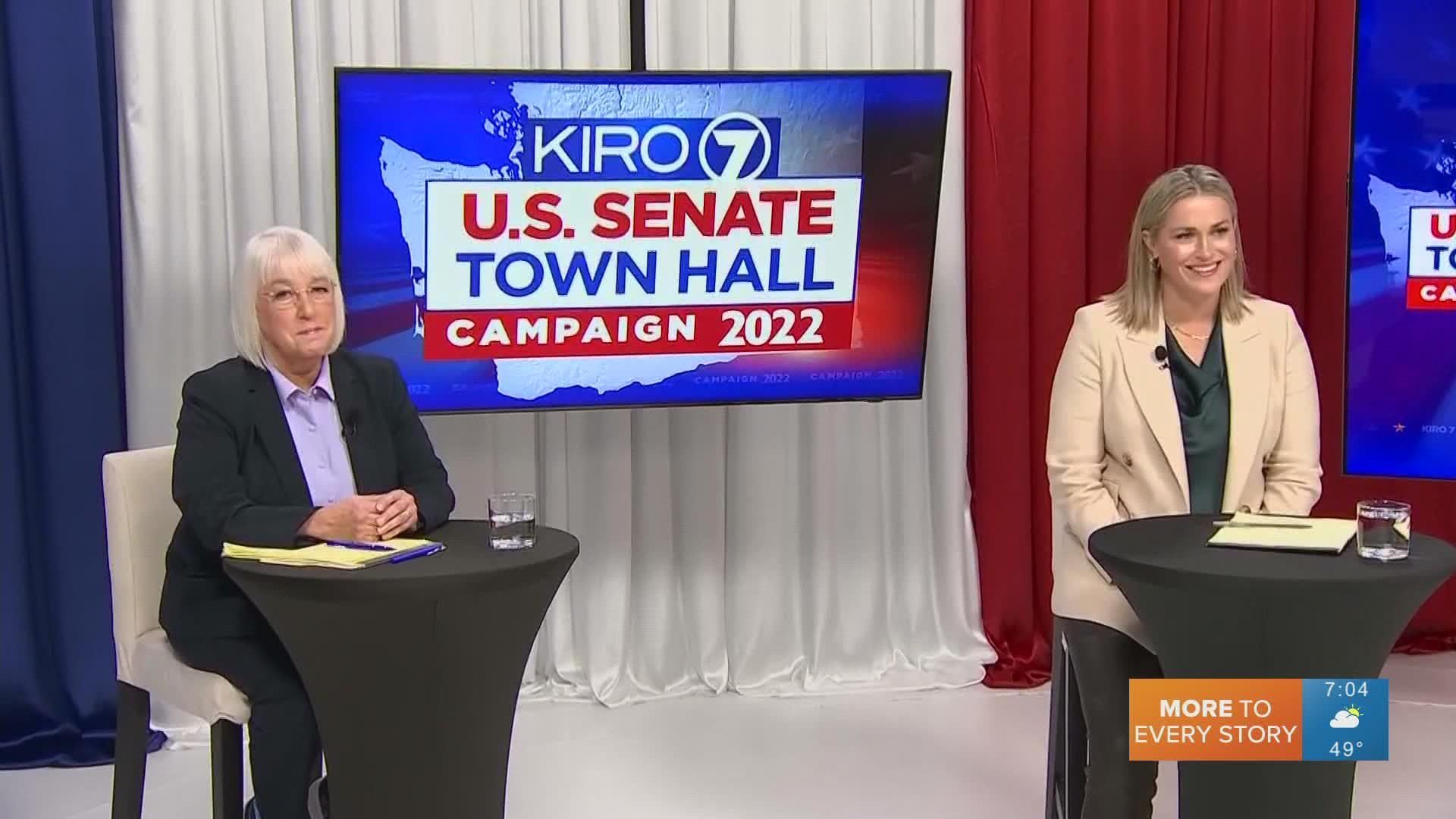 Washington Sen. Patty Murray and challenger Tiffany Smiley met on Sunday for a U.S. Senate Town Hall in Seattle.