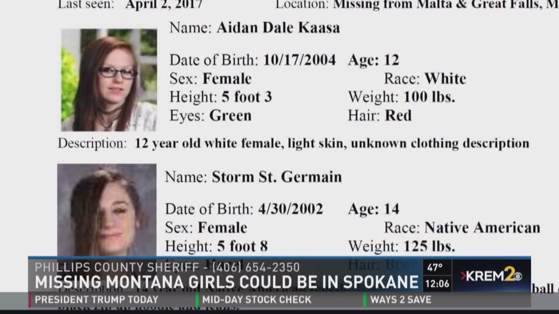 Missing Montana girls could be in Spokane