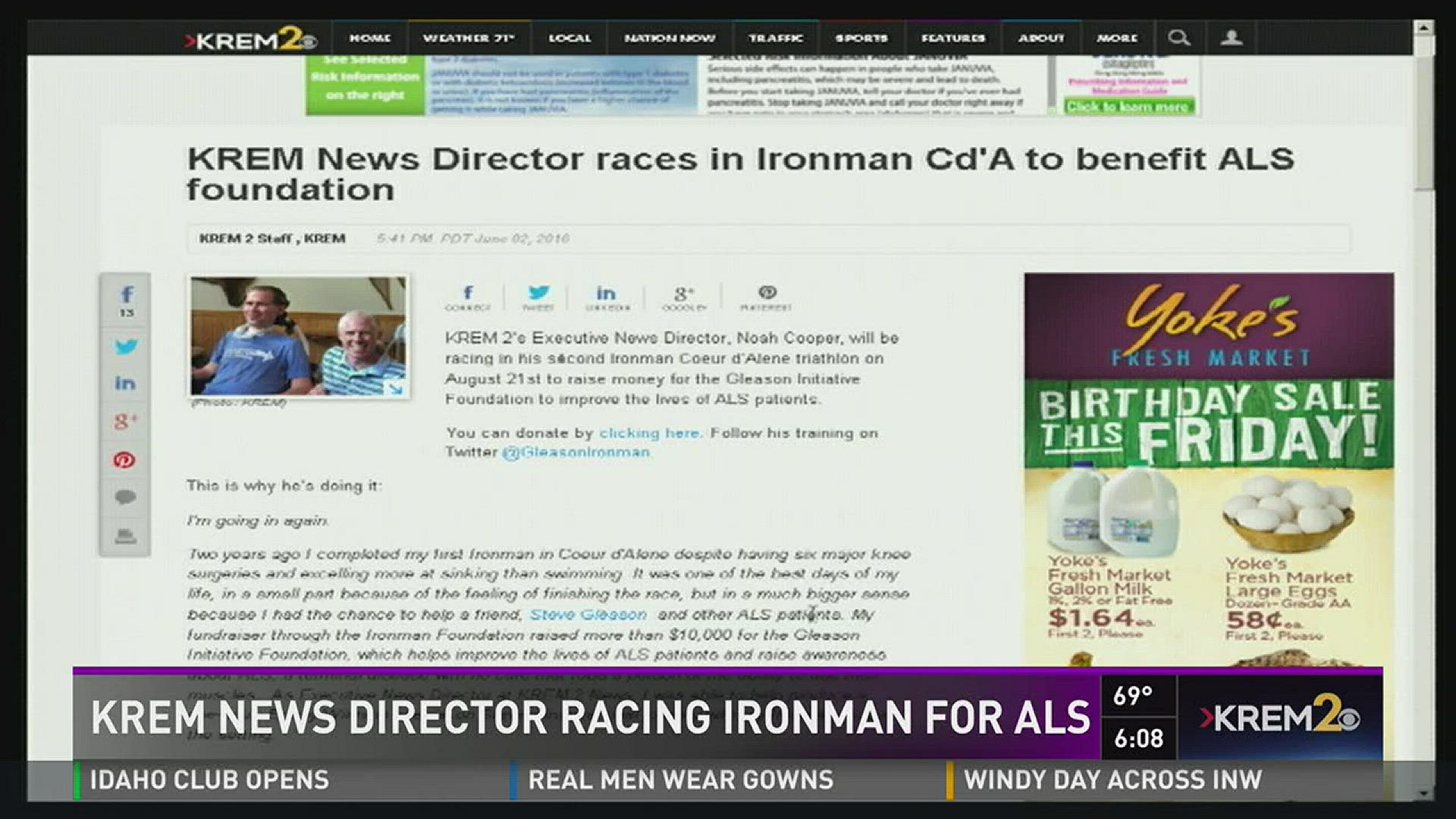 KREM News Director racing Ironman for ALS