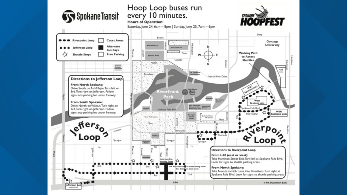Here are the parking and bus routes for Hoopfest weekend