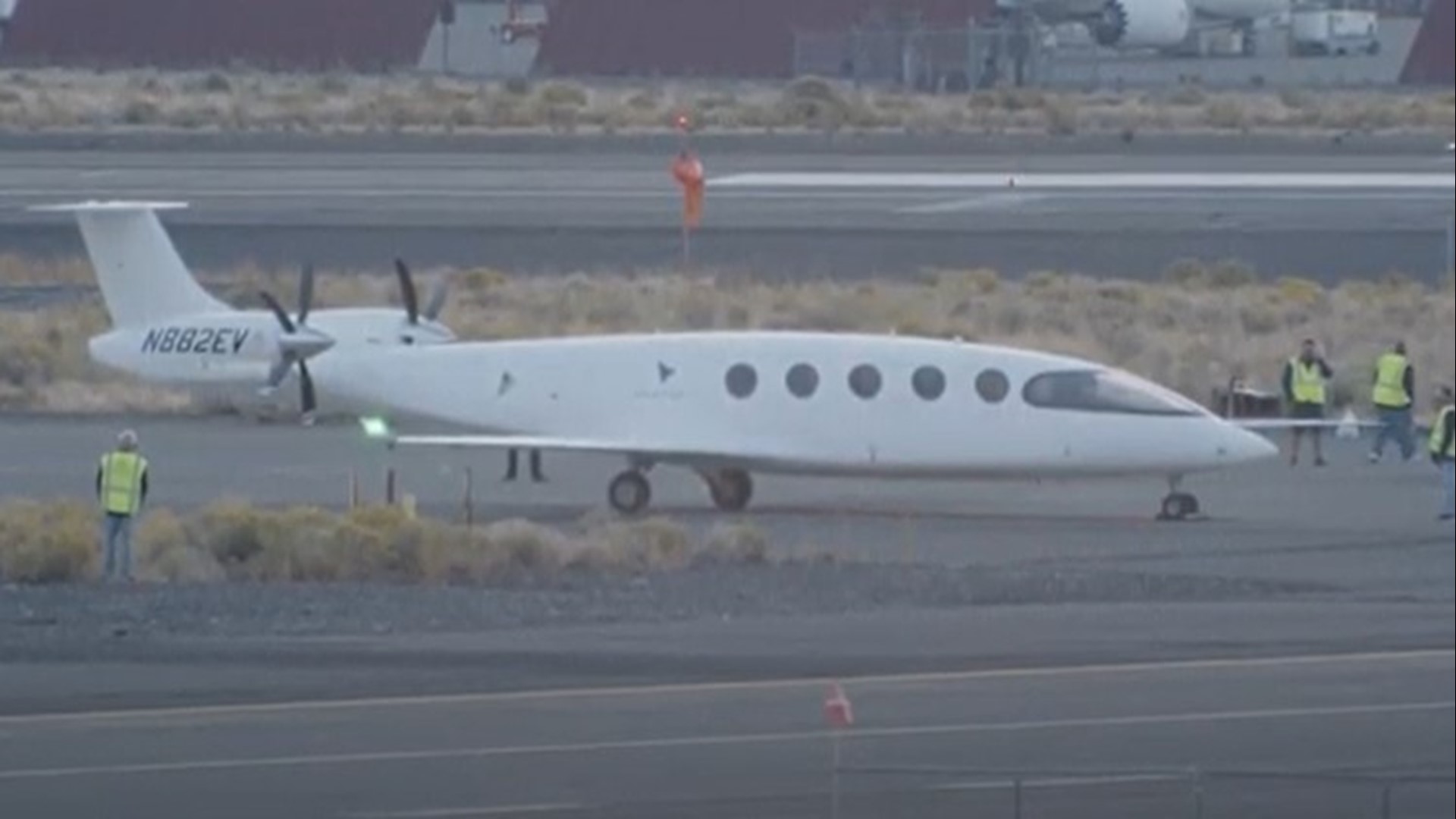 A prototype, all-electric airplane took its first flight Tuesday morning in central Washington state.