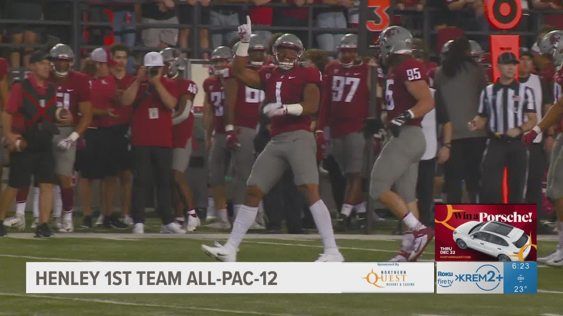 Ten Washington State football players earned All-Pac-12 accolades including Daiyan Henely who earned first team honors.