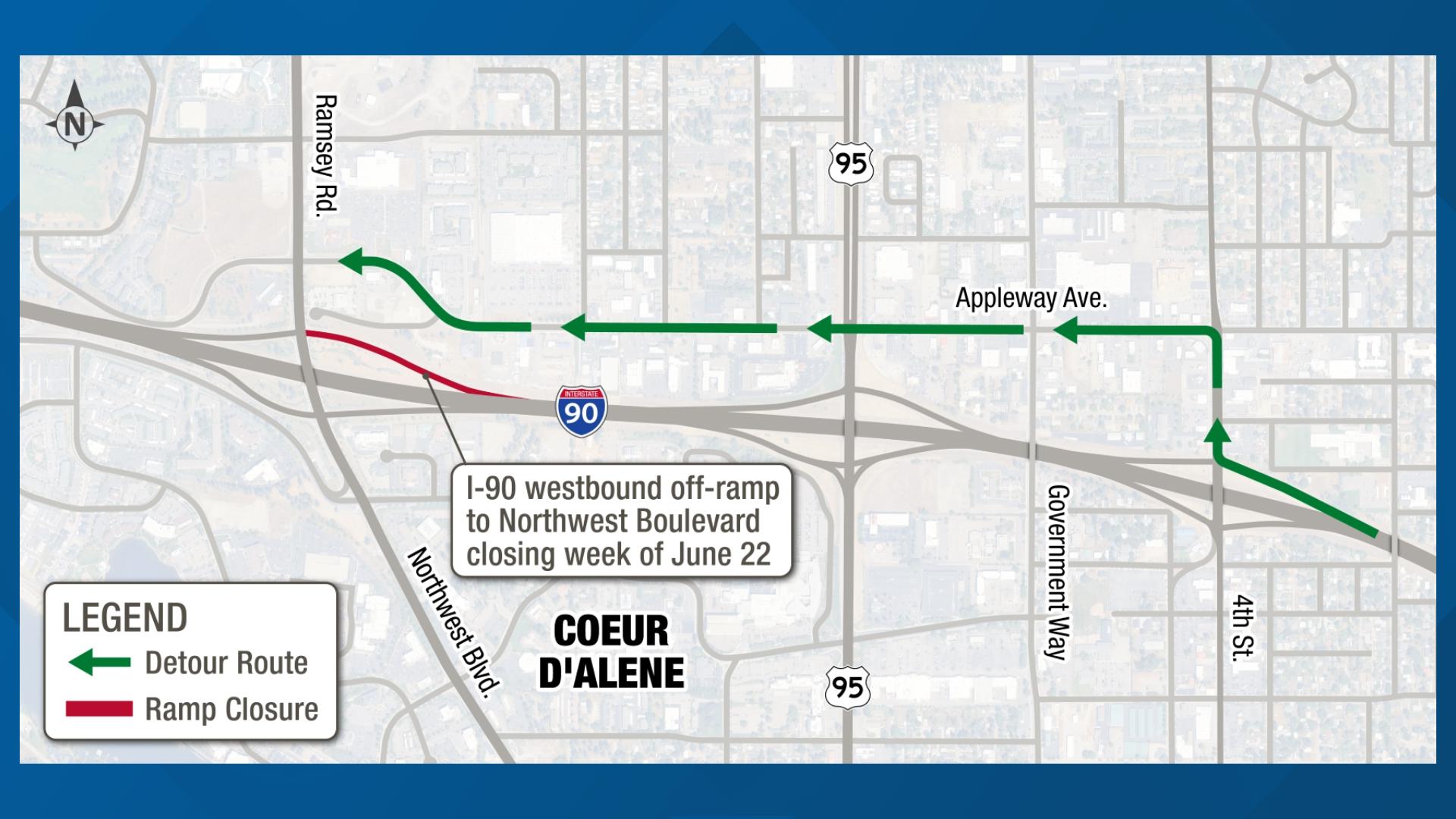 Mtb Start Ramp I-90 westbound traffic changes starting this week in Coeur d'Alene ...