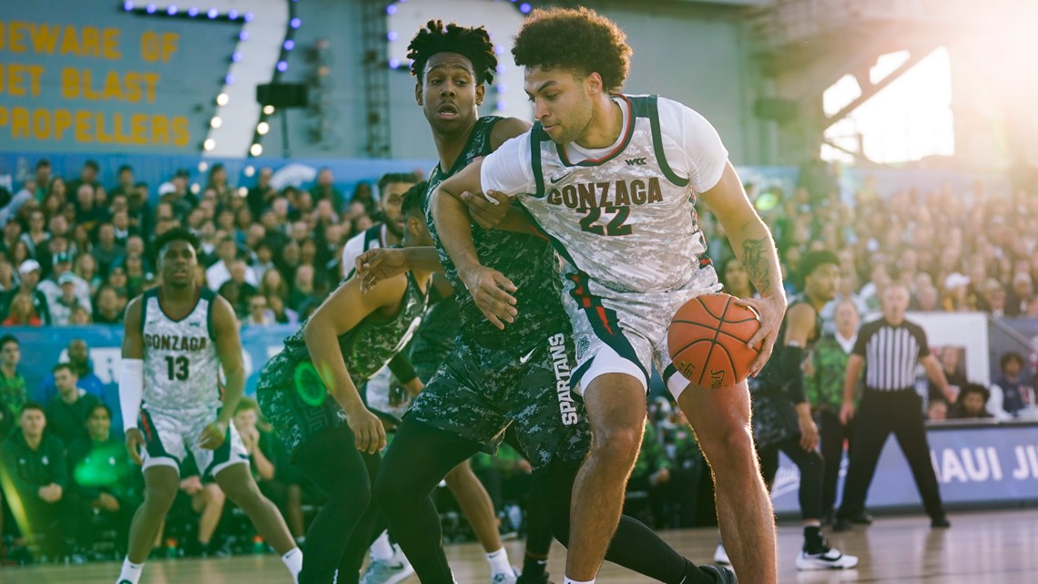 Timme leads Gonzaga past Michigan State 64-63 in the 2022 Armed Forces