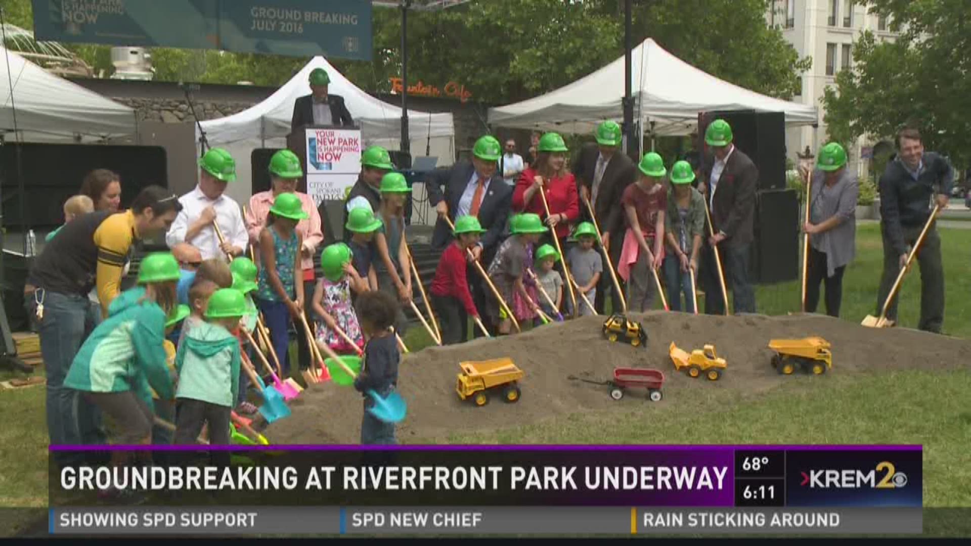 On Friday, the groundbreaking for the revamped Riverfront Park is underway and expected to draw thousands out to the park tonight.