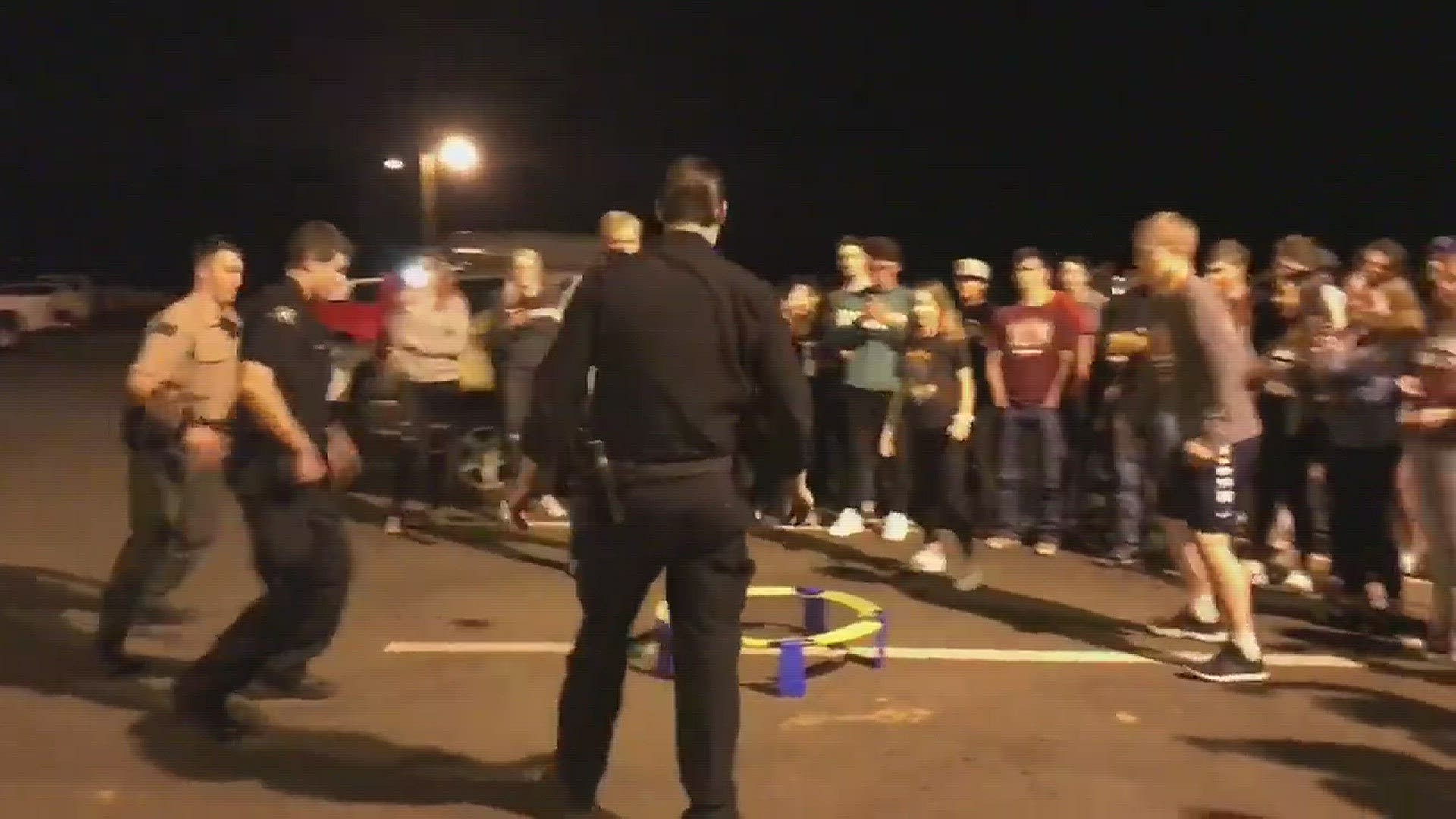 Police responded to complaints of a loud party in a parking lot, but when they arrived, they found Walla Walla high school students playing Spikeball. Naturally, they decided to join in on the fun.