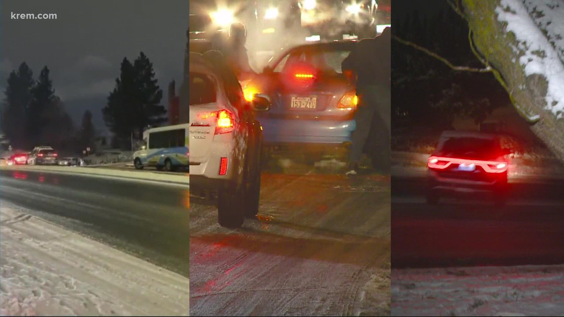 The road conditions caused traffic jams, crashes and treacherous commutes for drivers on Thursday evening.