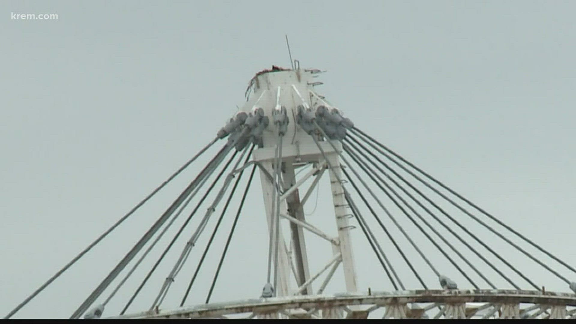 Ospreys nest as the top of the U.S Pavilion