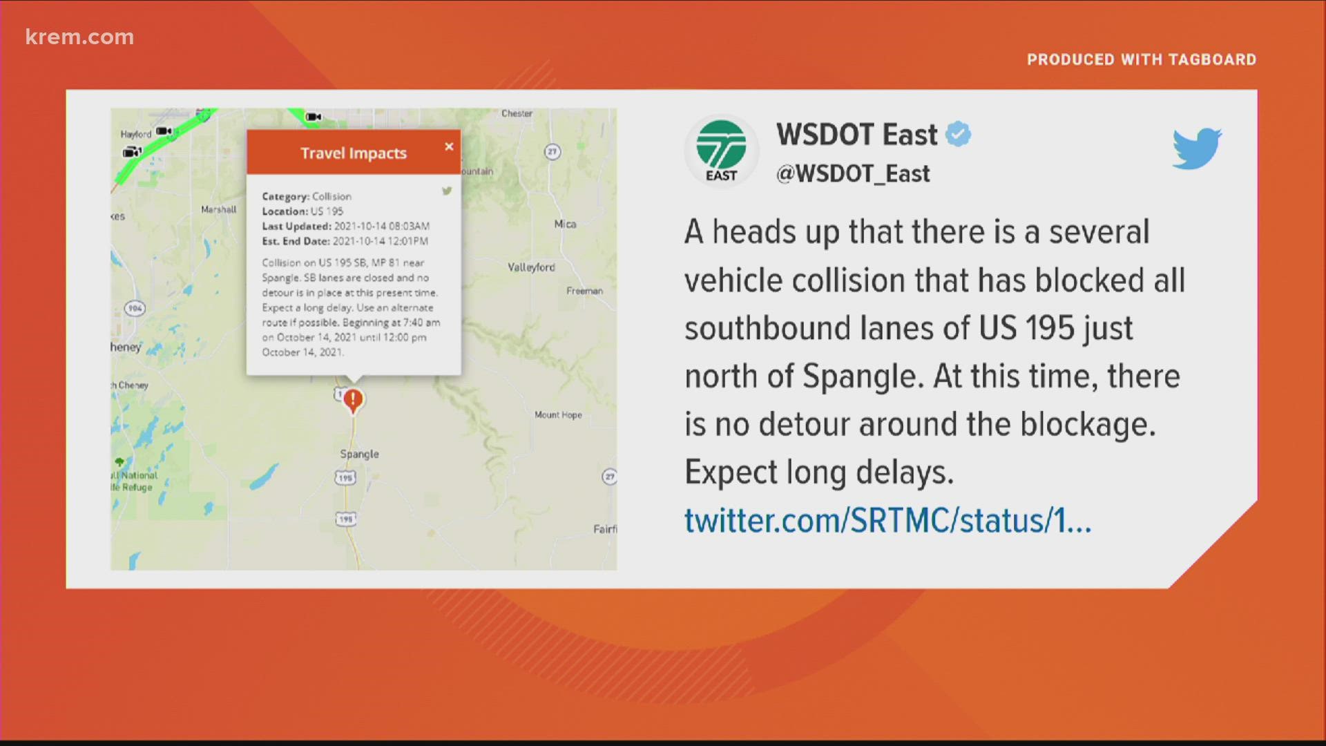 Delays are expected for Thursday Oct. 14, beginning at 7:40 a.m. until 12:00 p.m.
