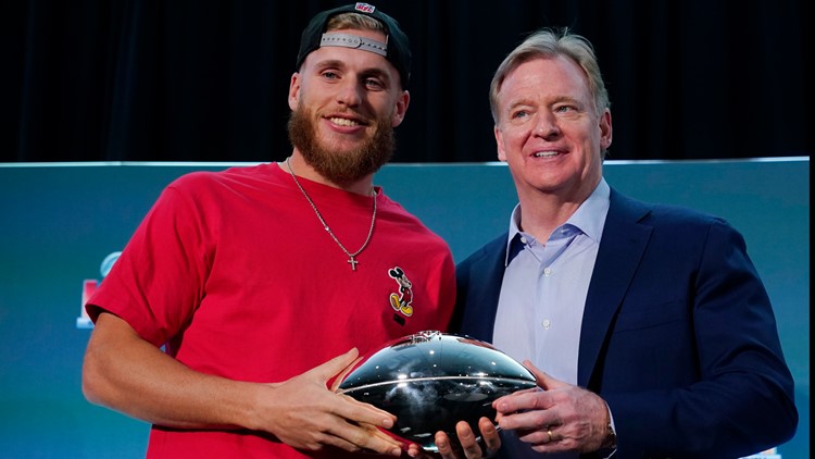 EWU's Cooper Kupp accepts Super Bowl MVP trophy in Monday morning press conference