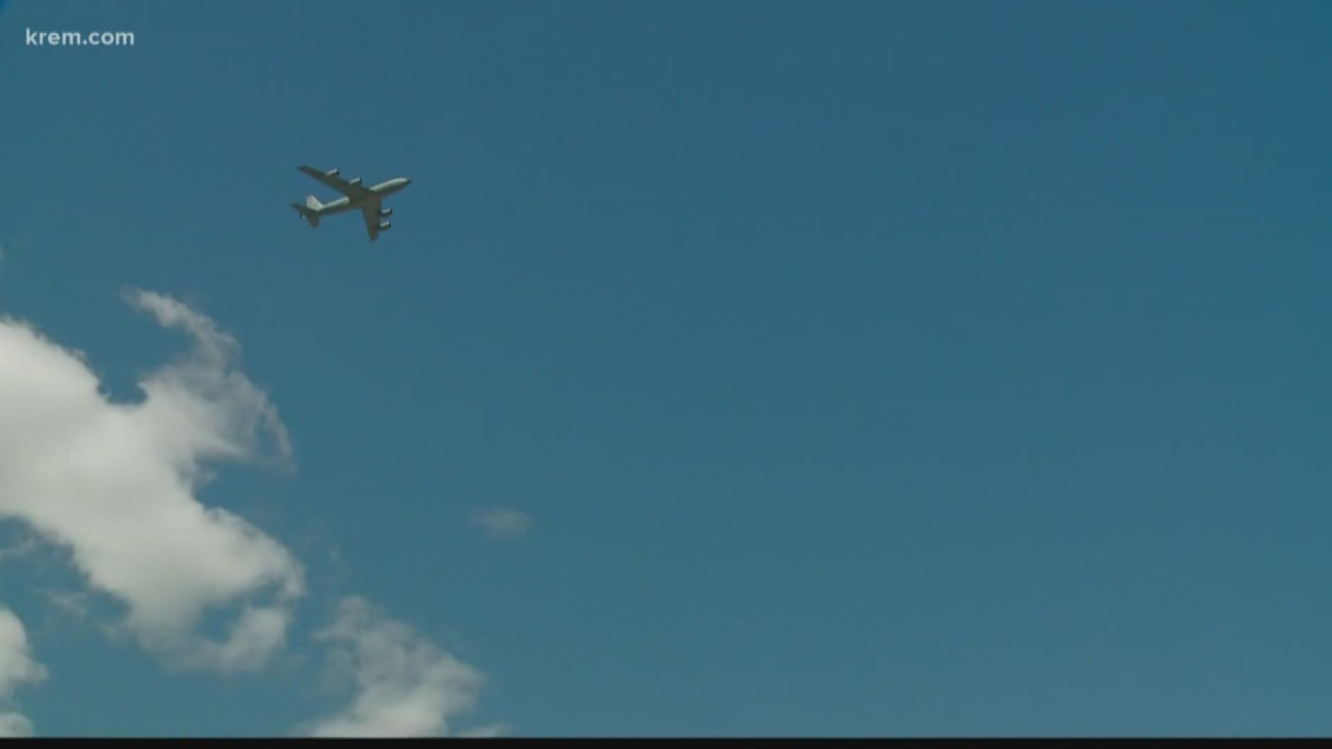 Two KC-135 Stratotankers from Fairchild Air Force Base flew over Spokane, Coeur d'Alene, and other cities to honor medical workers on Friday.