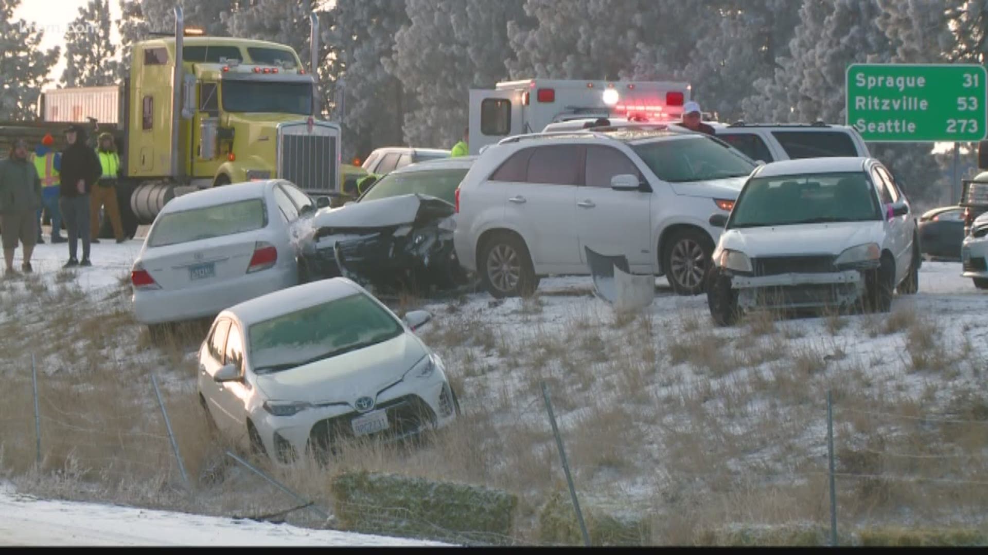 The accident was the largest in Spokane County history, the national weather service says.