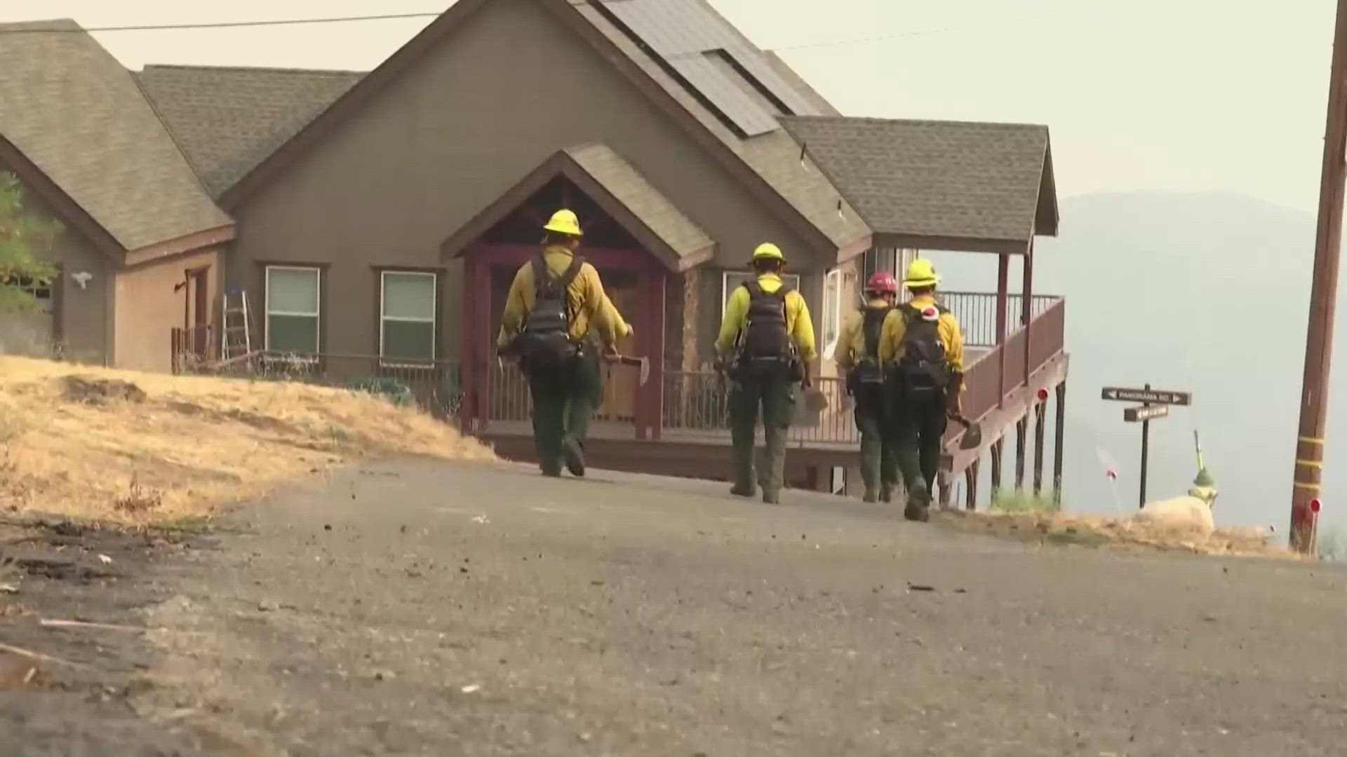 They're trying to contain the blazes while working in scorching hot temperatures as Southern California is caught in the grip of a late-summer heat wave.