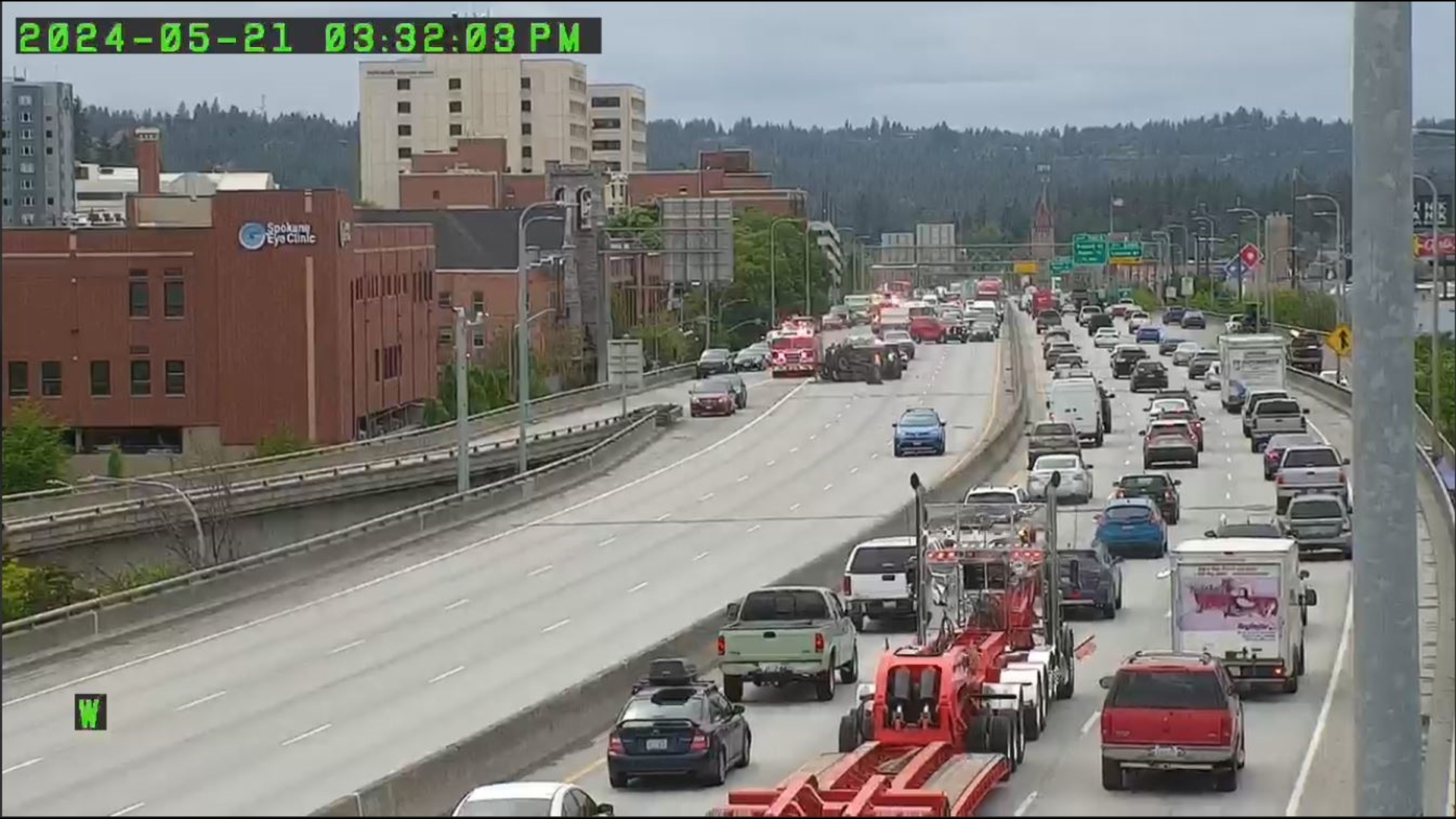 Traffic Cleared After Flipped Car Blocks Eastbound I 90 Near Downtown Traffic Cleared After Flipped Car Blocks Eastbound I 90 Near Downtown