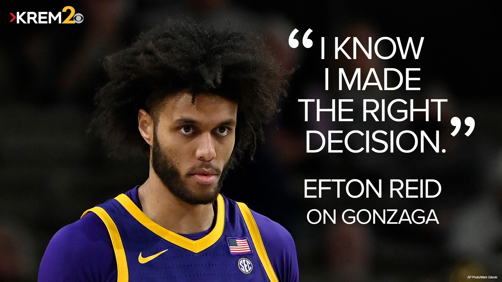 Efton Reid talks with KREM 2 Sports Director Brenna Greene about his decision to join the Gonzaga basketball team and why he knows it was the right thing to do.