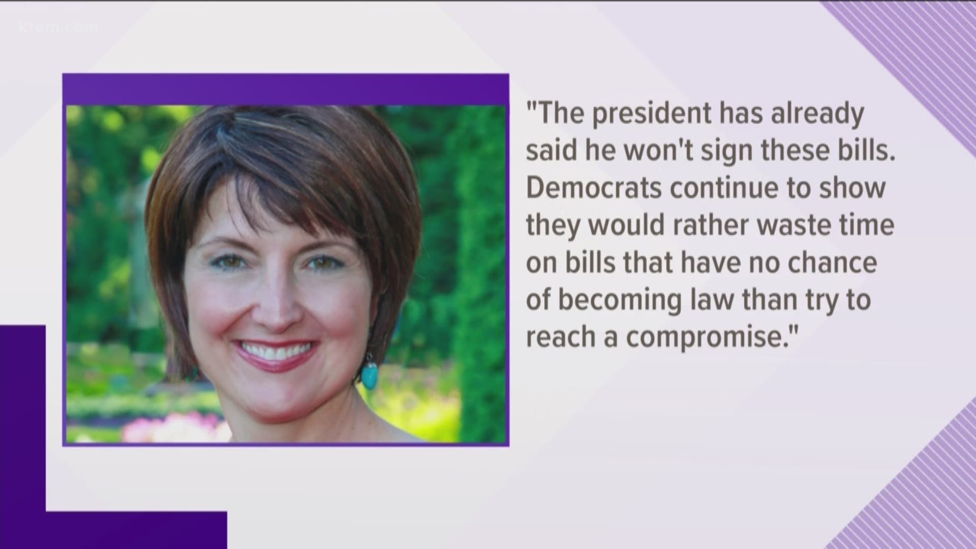 Rep. Cathy McMorris Rodgers (R-Wash.) said because President Trump won't sign any spending bills to reopen the government, she thinks it would be a waste of time to vote for them.