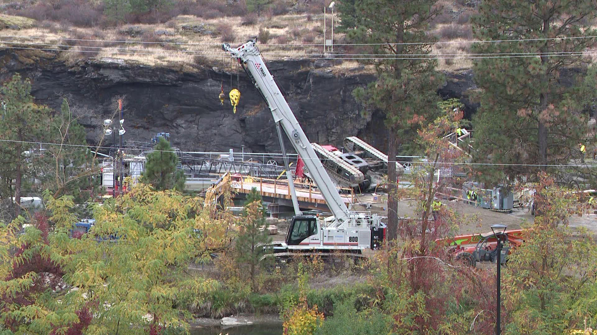 The crane operator was injured in the incident and was taken to the hospital for non-life-threatening injuries.