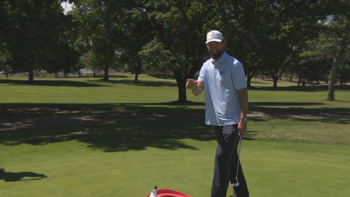 Former Zag, current Sacramento Kings forward Domantas Sabonis attends Bank of America youth golf clinic in Spokane