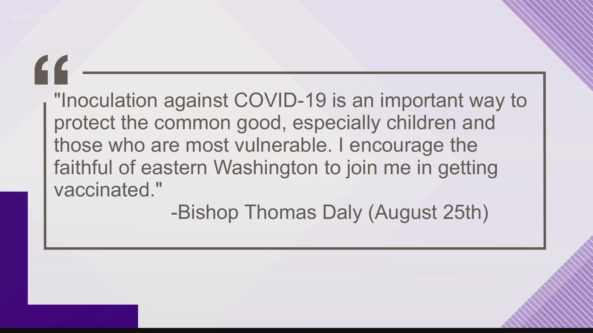 Bishop Daly clarified that parish schools must follow vaccine and mask mandates as well as exemptions allowed under the state's mandate.
