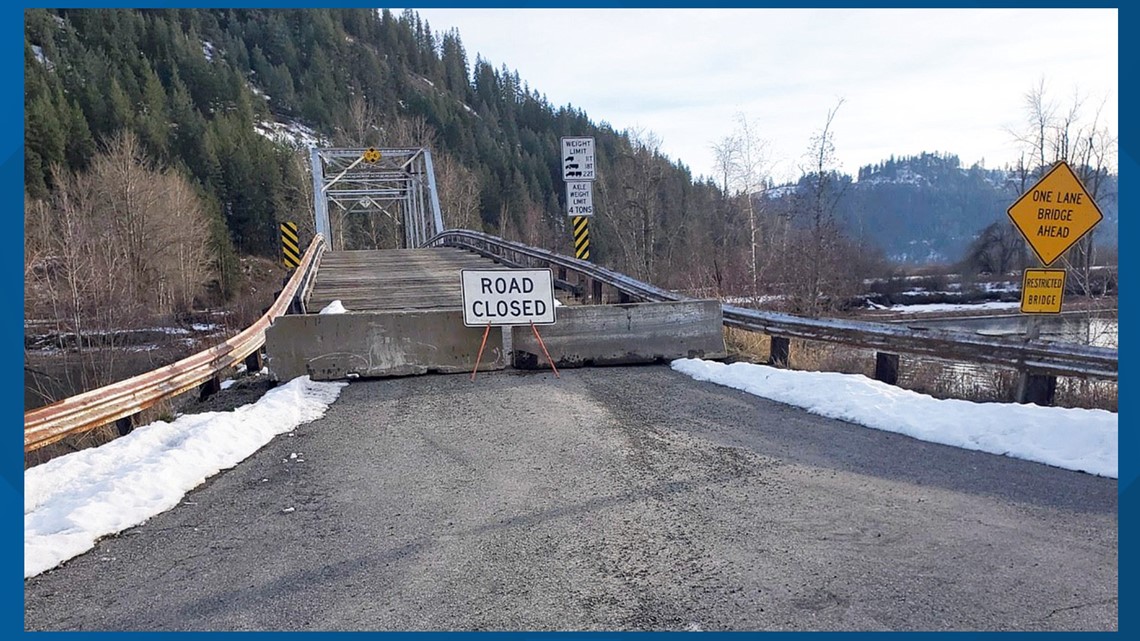 Springston Bridge Remove Springston Bridge over the Coeur d'Alene river closes due to safety ...