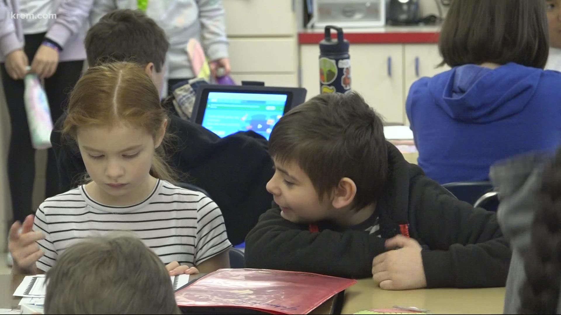 Students were able to walk into their classrooms at Trent Elementary without a mask Monday. Teachers reminded classrooms to be respectful of everyone's mask choices.
